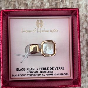 House of Harlow 1960 Gold and Glass Pearl Ring